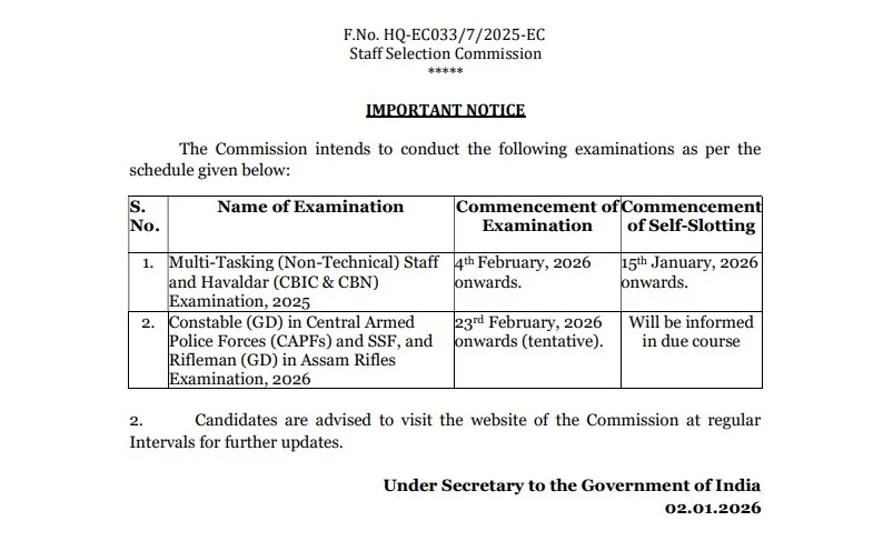 SSC Constable Exam Date 2026