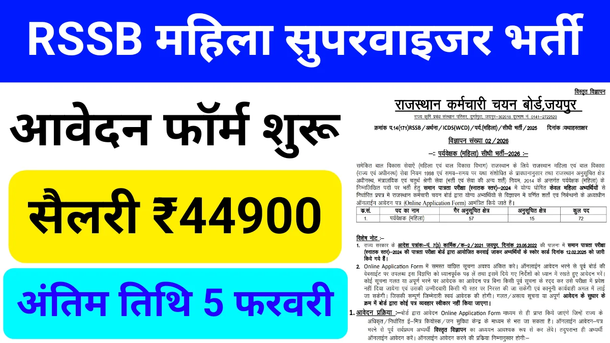 Mahila Supervisor Recruitment 2026