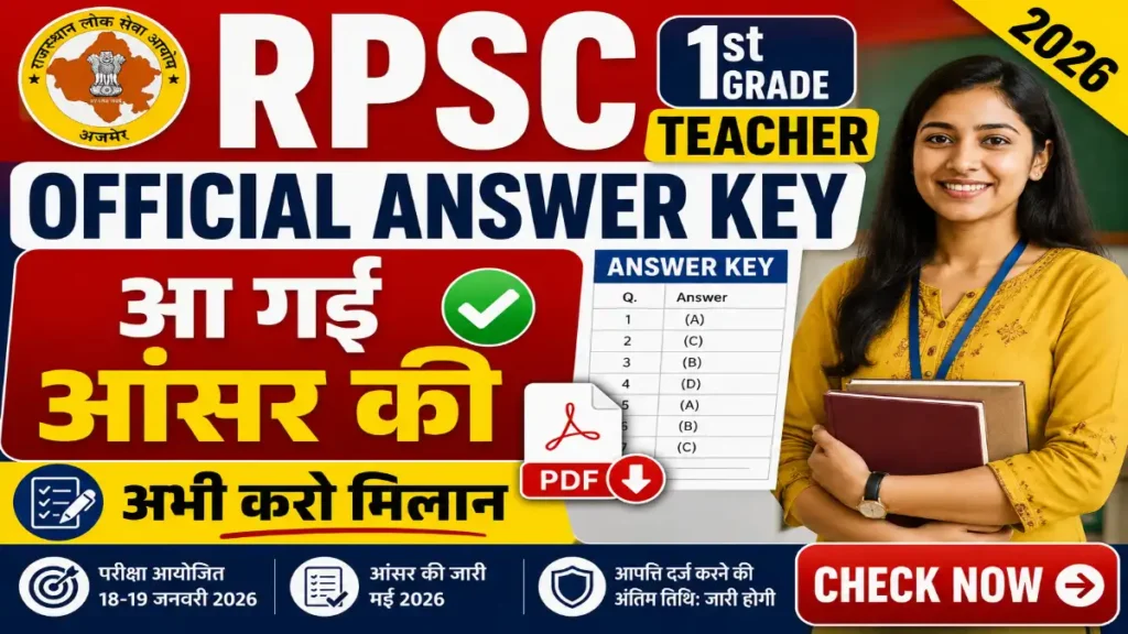 RPSC 1st Grade Teacher Official Answer Key 2026