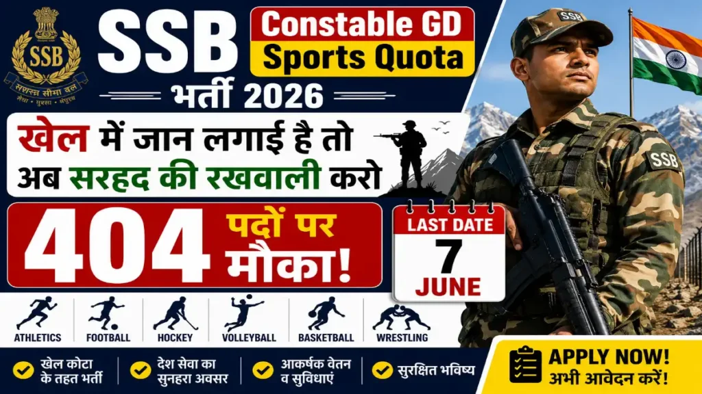 SSB Constable GD Sports Quota Bharti 2026
