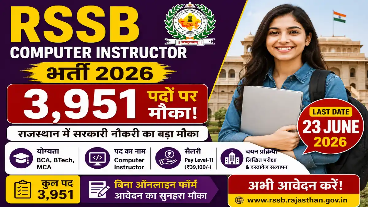 RSSB Computer Instructor Bharti 2026